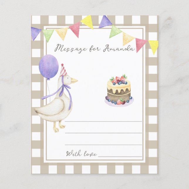 Lámina Mensaje de la cápsula de la hora del cumpleaños (Anverso)