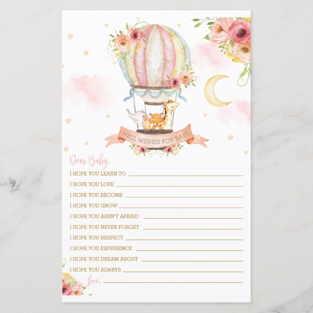 Lámina Mensaje de los animales con globos de aire calient (Anverso)