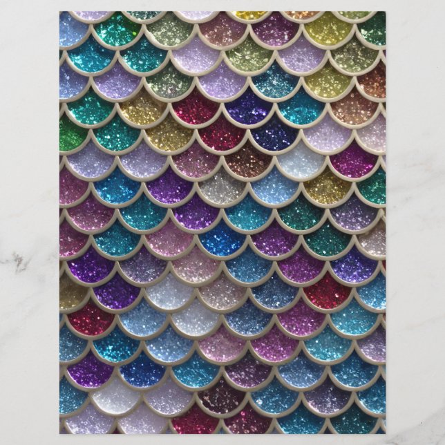 Lámina Mermaid Glam Purpurina Scales Scrapbook Paper (Anverso)