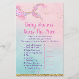 Lámina Mermaid Pink Gold Baby Shower Adivina El Juego De 