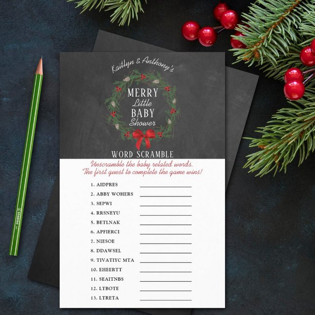 Lámina Merry Little Navidades Baby Shower Word Scramble (Subido por el creador)