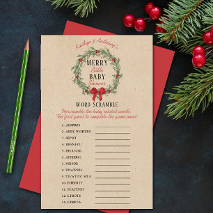 Lámina Merry Little Navidades Baby Shower Word Scramble