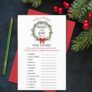 Lámina Merry Little Navidades Baby Shower Word Scramble