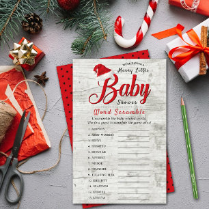 Lámina Merry Little Navidades Baby Shower Word Scramble