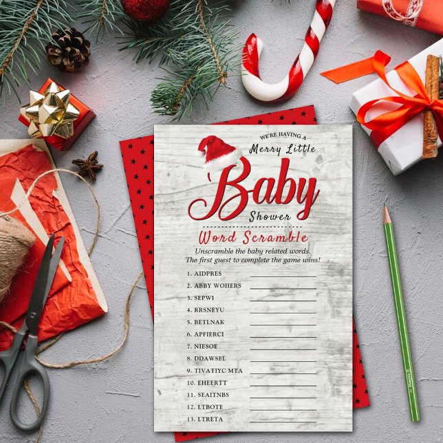 Lámina Merry Little Navidades Baby Shower Word Scramble (Subido por el creador)