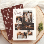 Lámina Merry | Presupuesto de Navidades fotográficos de G<br><div class="desc">Muestra tus momentos familiares favoritos con esta elegante tarjeta de fotos de presupuesto para Navidades que incluye una moderna disposición de paredes de galería. Con seis franjas fotográficas de diferentes tamaños, se pueden mezclar retratos, paisajes y fotografías cuadradas de acogedoras escenas familiares, diversión de vacaciones o selfies festivos. "Merry" está...</div>