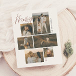 Lámina Merry | Presupuesto de Navidades fotográficos de G<br><div class="desc">Muestra tus momentos familiares favoritos con esta elegante tarjeta de fotos de presupuesto para Navidades que incluye una moderna disposición de paredes de galería. Con seis franjas fotográficas de diferentes tamaños, se pueden mezclar retratos, paisajes y fotografías cuadradas de acogedoras escenas familiares, diversión de vacaciones o selfies festivos. "Merry" está...</div>
