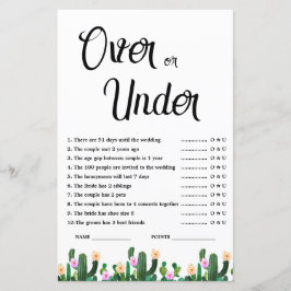 Lámina Mexican Cacti Over or Under Bridal Shower Game