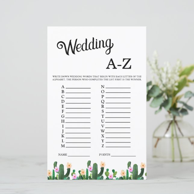 Lámina Mexican Cacti What is in Purse Bridal Shower Game (Anverso de pie)