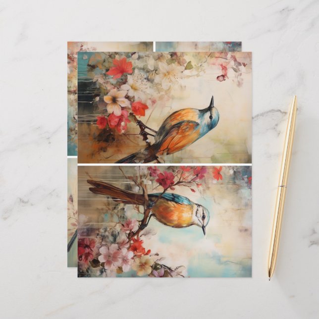 Lámina Mezcla de pájaros azules (Anverso/Reverso In Situ)