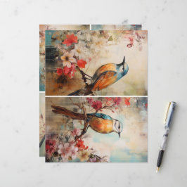 Lámina Mezcla de pájaros azules