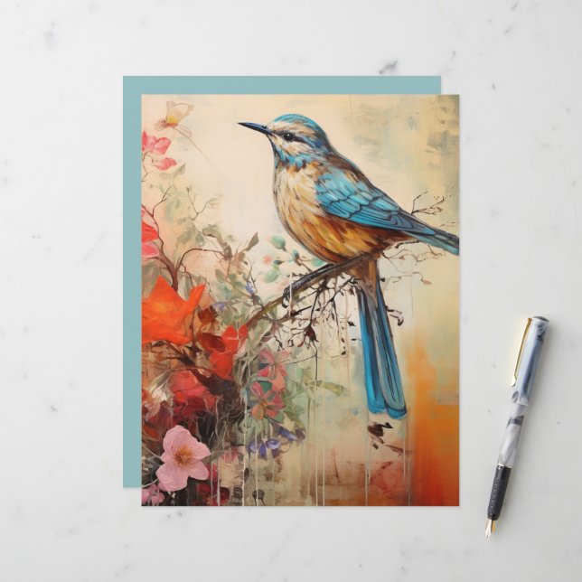 Lámina Mezcla de pájaros azules (Anverso/Reverso In Situ)