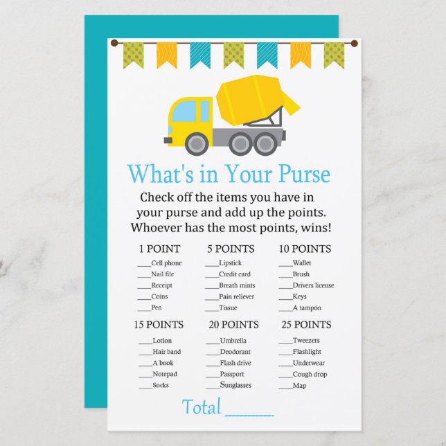 Lámina Mezclador de hormigón ¿Qué hay en tu juego de bols (Anverso / Reverso)