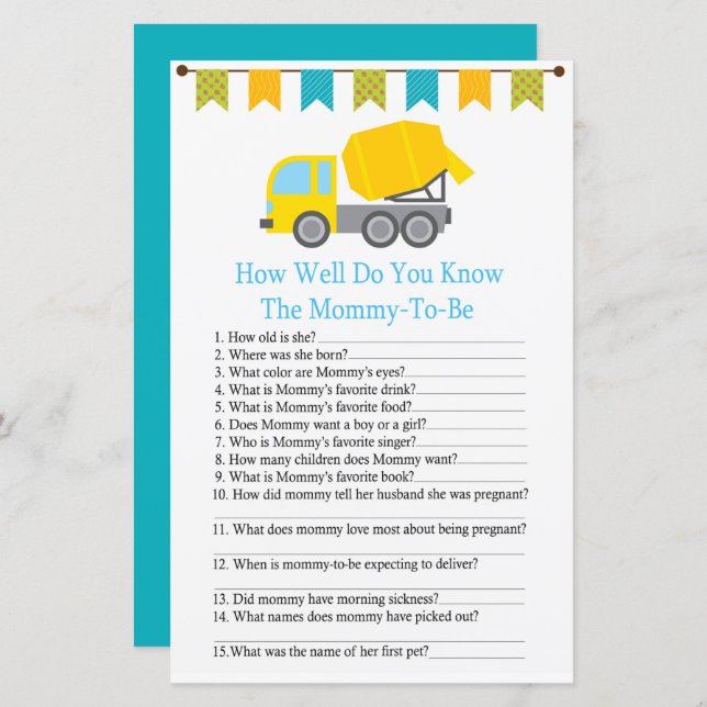 Lámina Mezclador de hormigón qué tan bien conoce la ducha (Anverso / Reverso)