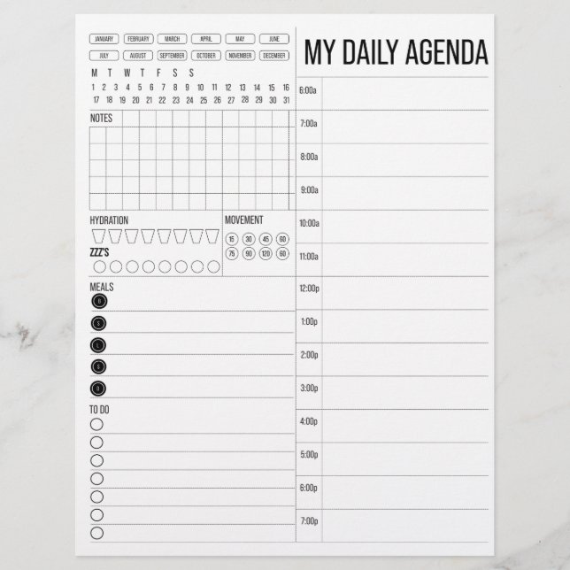 Lámina Mi agenda diaria (Anverso)