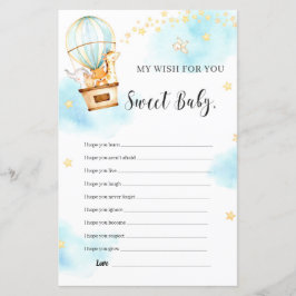 Lámina Mi deseo para ti juego de Baby Shower lindos anima