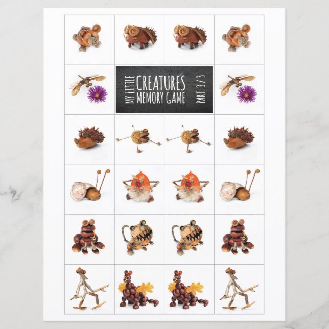 Lámina Mi juego de memoria de criaturas pequeñas 3/3 (Anverso)