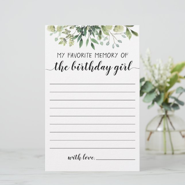 Lámina Mi Memoria Favorita Del Chica De Cumpleaños (Anverso de pie)