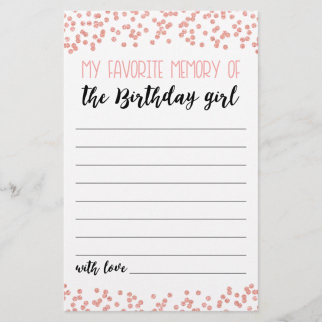 Lámina Mi memoria favorita del juego Fiesta chica de cump (Anverso)