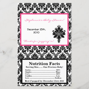 Lámina Microwave Popcorn Wrapn Hot Pink Black Damask