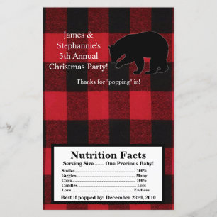 Lámina Microwave Popcorn Wrapn Red Plaid Black Bear