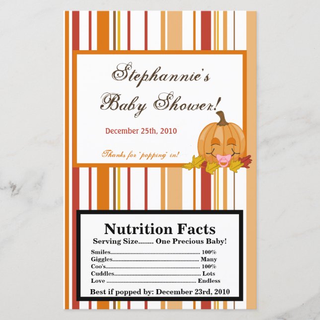 Lámina Microwave Popcorn Wrapper Autumer Fall Pumpkin Bab (Anverso)