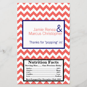 Lámina Microwave Popcorn Wrapper Coral Naval Azul Chevron