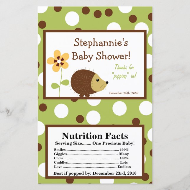 Lámina Microwave Popcorn Wrapper Forest Friends Hedgehog (Anverso)
