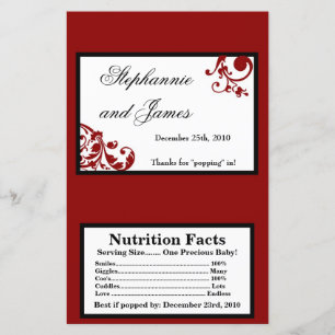 Lámina Microwave Popcorn Wrapper Red Floral Filigree