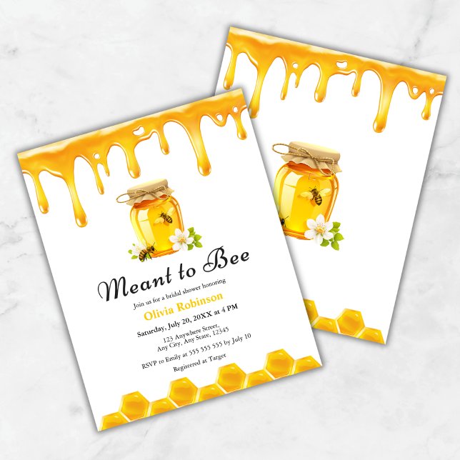 Lámina Miel presupuestal significa ser invitada a ducha d (Budget Yellow Honey Meant to Bee Bridal Shower Invitation   )