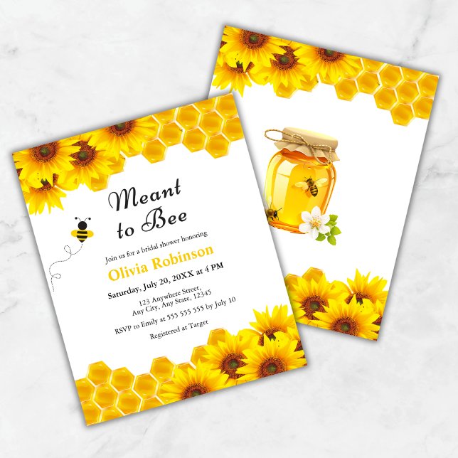 Lámina Miel presupuestal significa ser invitada a ducha d (Budget Yellow Floral Honey Meant to Bee Bridal Shower Invitation )
