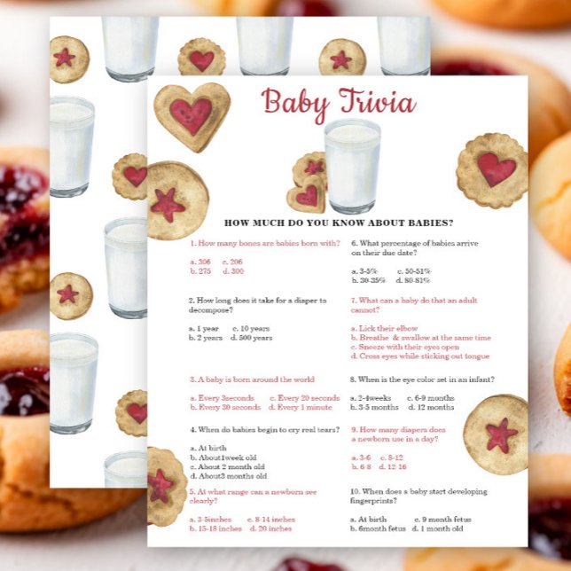 Lámina Milk and cookies Baby shower Baby trivia game (Subido por el creador)