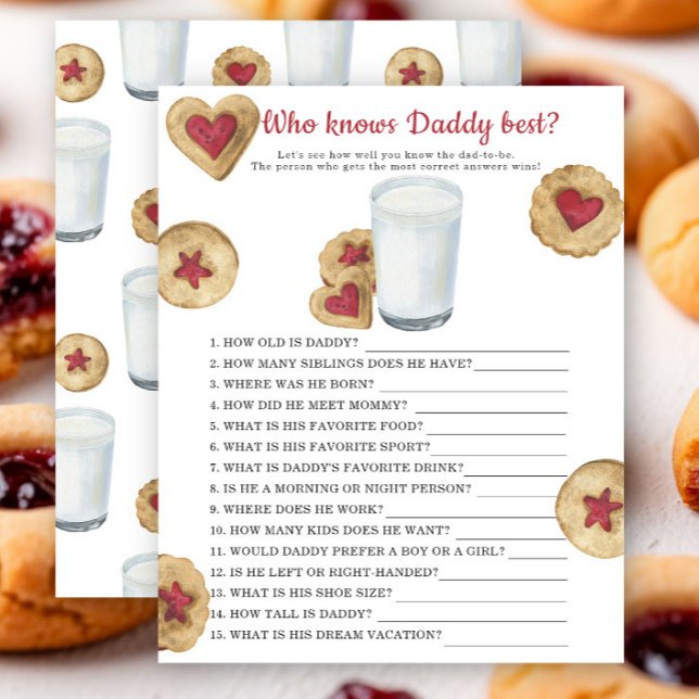 Lámina Milk baby shower - Who knows daddy best game  (Subido por el creador)