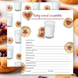 Lámina Milk & cookies baby shower Baby word scramble game