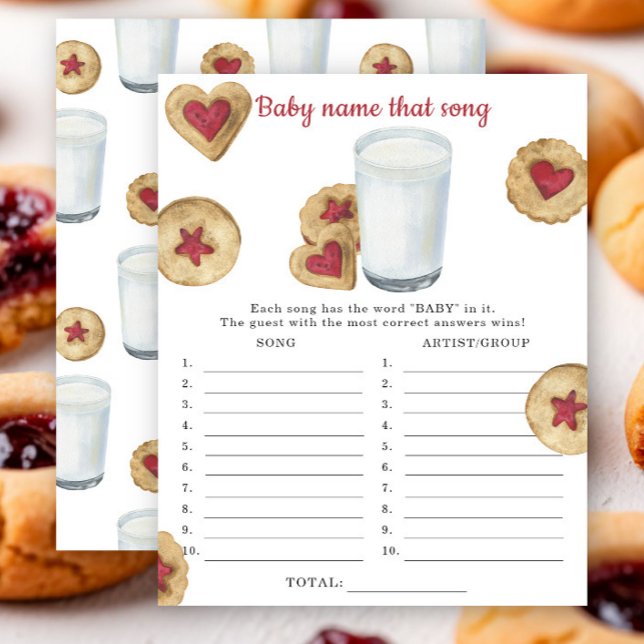Lámina Milk & Cookies Baby shower Name that song game (Subido por el creador)