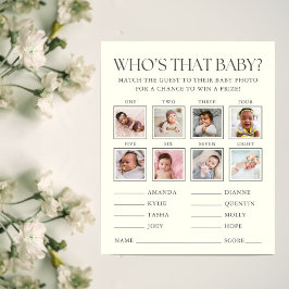 Lámina Minimal Baby Shower Guess the Baby Photo Game