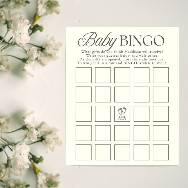 Lámina Minimal Gender Neutral Baby Shower Bingo Game (Subido por el creador)