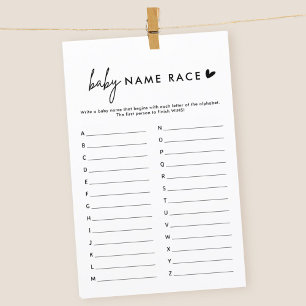Lámina Minimalist Baby Name Race A - Z Game
