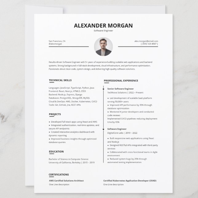 Lámina Minimalist Clean Professional Pro Resume  (Anverso)