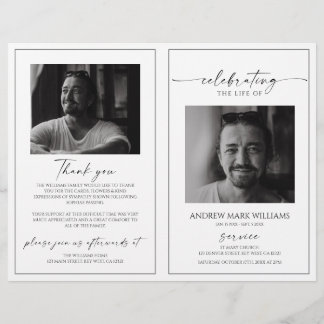 Lámina Minimalist Funeral Order of Service Folded Program