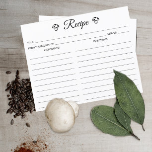 Lámina Minimalist Mushroom Simple Culinary Recipe Card