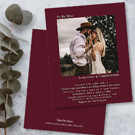 Lámina Minimalist Photo Burgundy BUDGET Wedding Invite