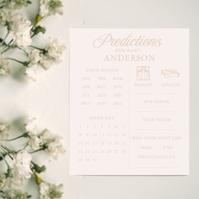 Lámina Minimalist Pink Girl Baby Shower Predictions Game (Subido por el creador)