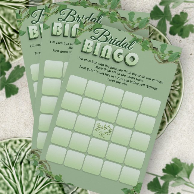 Lámina Minimalist Sage Greenery Bridal Shower Bingo Game  (Subido por el creador)