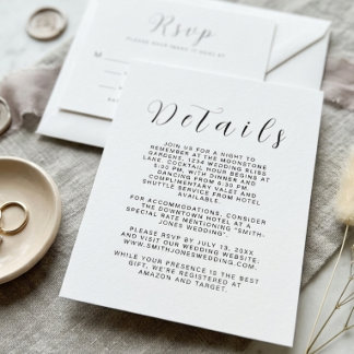 Lámina Minimalist Wedding Details Card