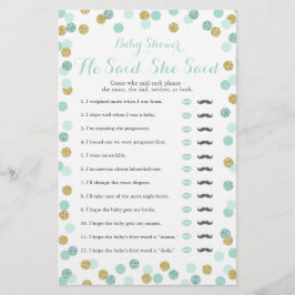 Lámina Mint and Gold Baby Shower Dijo que dijo que era ju