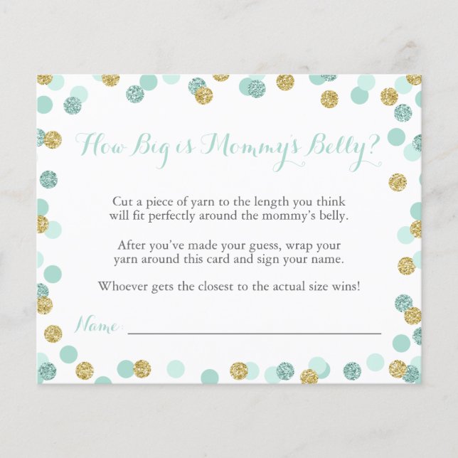 Lámina Mint Baby Shower Qué grande es el juego de Belly d (Anverso)