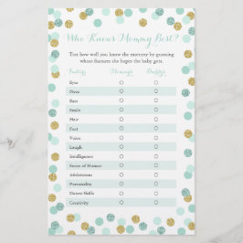 Lámina Mint Gold Quien Conoce A Mamá Mejor Juego De Baby 