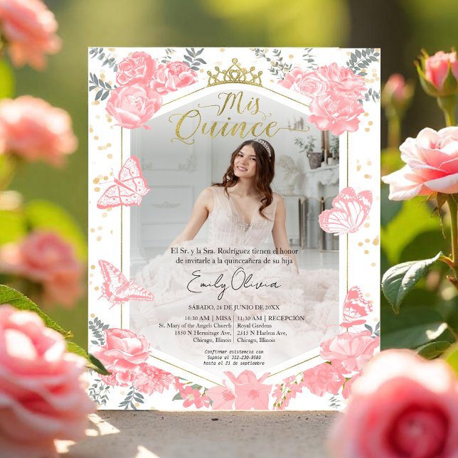 Lámina Mis Quince Foto Invitación a Presupuesto Rosado Es (Subido por el creador)