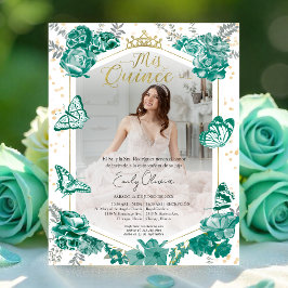 Lámina Mis Quince Foto Invitación al presupuesto Verde Es